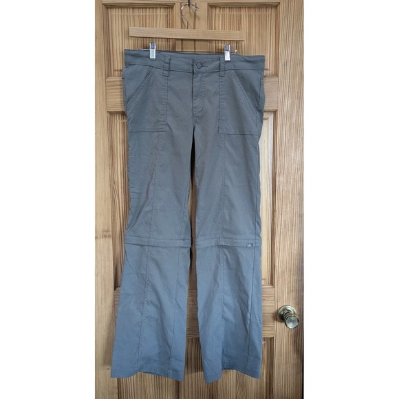 Prana Breathe Convertible Pants Shorts Women 10 Gray Hiking Trail No Back Button - Picture 2 of 15